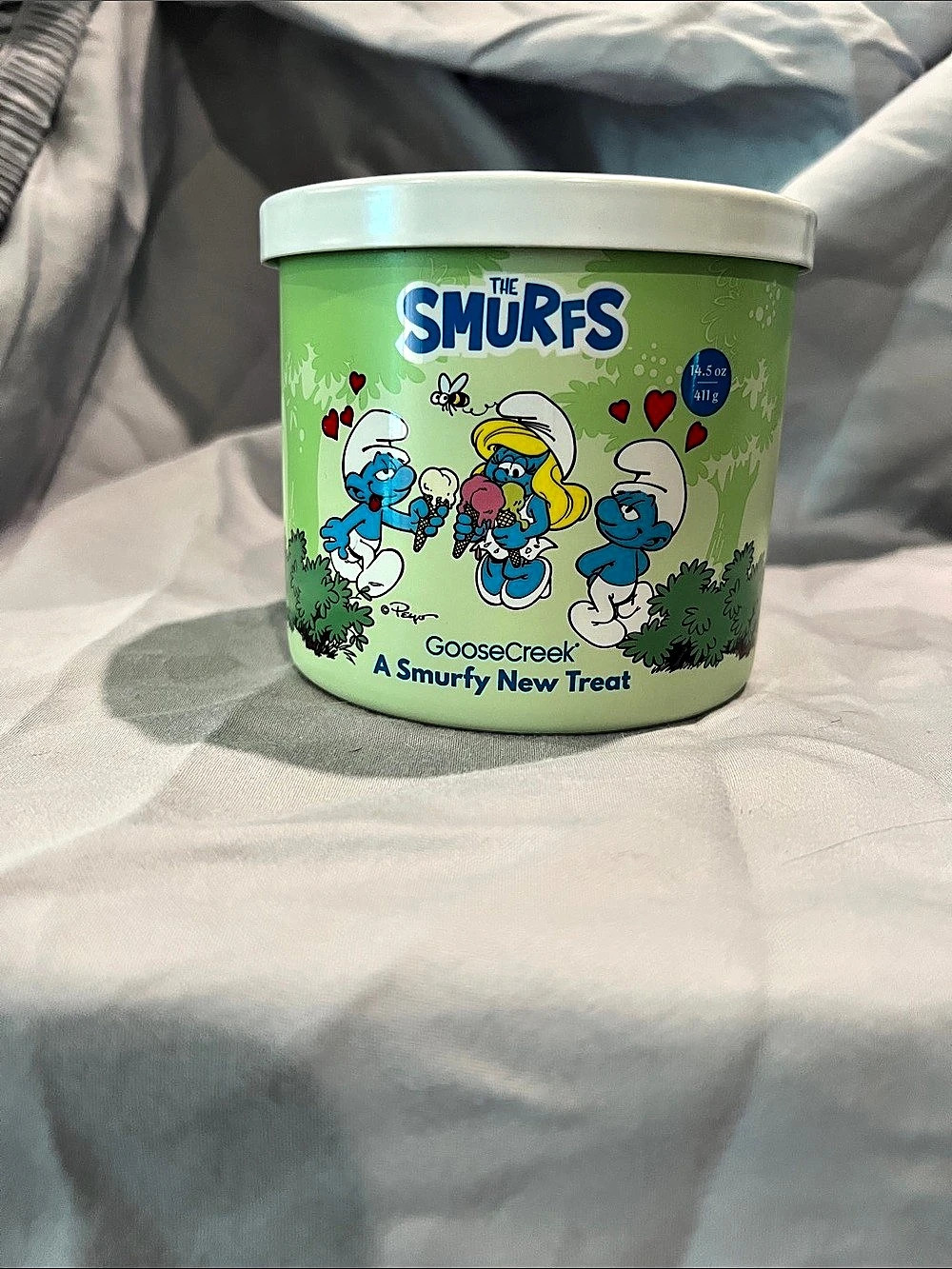 GooseCreek A Smurfy New Treat Smurfs 3-Wick Candle Green NWT